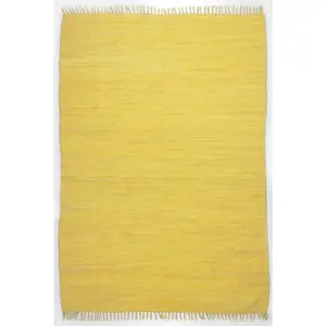 Theko Tapis réversible en coton - tissé à la main - Jaune 120x180 pas cher