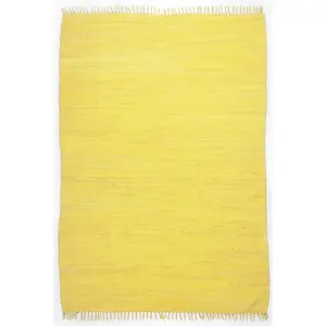 Theko Tapis réversible en coton - tissé à la main - Jaune 60x120