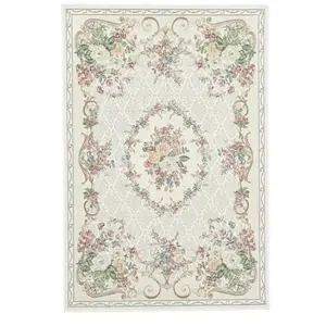 THEKO Tapis floral aubusson tissé plat - beige 60x90 cm pas cher