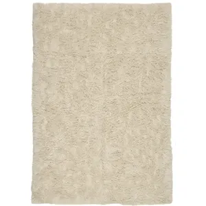 THEKO Tapis flokati en laine vierge blanc 90x160 cm pas cher