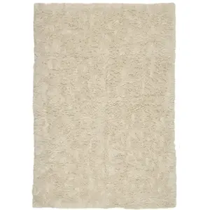 THEKO Tapis flokati en laine vierge - naturel 160x230 cm pas cher