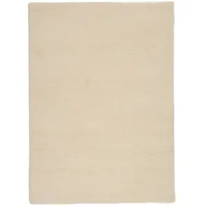 THEKO Tapis berbère marocain noué main en laine - Blanc 70x140 cm pas cher