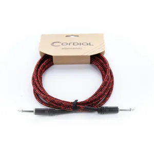 Cordial Câble jack pour guitare en tweed rouge 1,5 m