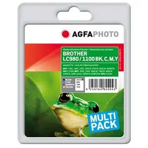 Comparateur de prix : Compatible Avec Brother Lc-1100-bk C M Y (lc1100valbpdr) Agfa Photo Apb1100setd Multipack Noir / Cyan / Magenta / Jaune