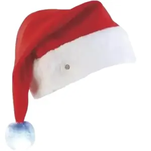 Bonnet de Noël lumineux - Marque - Bordure peluche - Rouge pas cher