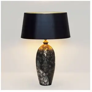 Comparateur de prix : Holländer Lampe à poser Mary, céramique et chintz, 66 cm