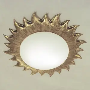 Holländer Plafonnier doré SONNE avec verre opale mat pas cher