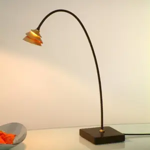 Holländer Élégante lampe à poser SNAIL en fer, brun et doré pas cher