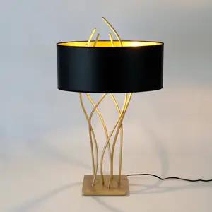 Holländer Lampe à poser Elba ovale, or/noir, hauteur 75 cm, fer pas cher