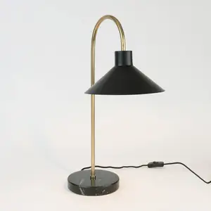 Holländer Lampe à poser Oktavia, noir/doré, hauteur 58 cm, marbre pas cher