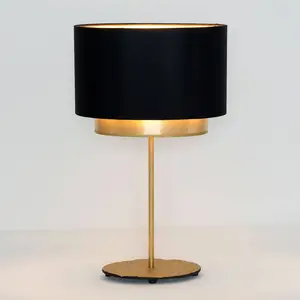 Holländer Lampe à poser Mattia, ovale, double, noire/dorée pas cher