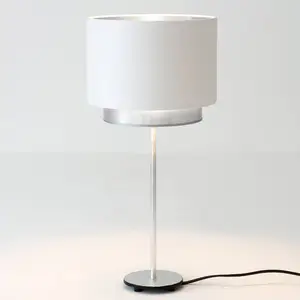 Holländer Lampe à poser Mattia, perla silk blanche/argentée pas cher