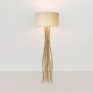 Holländer Lampe sur pied Capri, or/écru, hauteur 155 cm, fer marteléVendu parluminaire