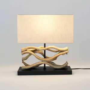 Holländer Lampe à poser Panarea, couleur bois/beige, hauteur 42 cm, bo... pas cher