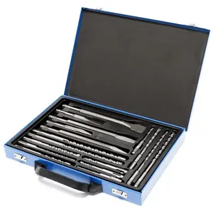 WilTec Jeu de 17 forets et burins SDS avec coffret perforateur burineur marteau-piqueur maçonnerie pas cher