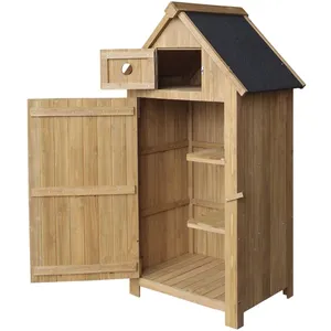 WilTec Armoire de jardin en bois de sapin avec toit tar - 770x540x1420mm - Ma... pas cher