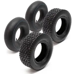 Comparateur de prix : WilTec Lot 2 Pneus 2 Chambres air Tondeuse autoportée 15x6.00-6 4pr Valve droite Tracteur gazon - 51912