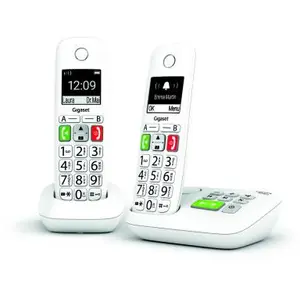 Comparateur de prix : Gigaset E290A Duo Téléphone analog/dect Identification de l'appelant Blanc