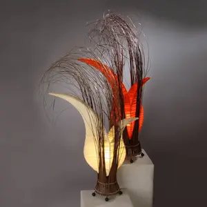 Woru Bunga lampe à poser en forme de fleur, crème pas cher