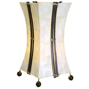 Woru Lampe à poser Milla, capiz et bambou, 30 cm pas cher