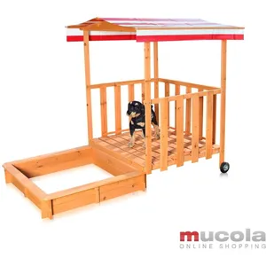 MUCOLA Bac à sable, maison de jeu avec véranda, Bois avec toit couverture pas cher