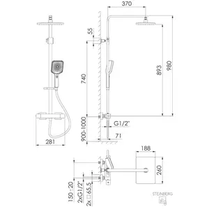 Steinberg 342 Colonne de douche, Mitigeur thermostatique, 342 2721 BG, pas cher