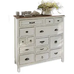 LOBERON Commode Grayson, blanc vieilli (34 x 100 x 97cm)