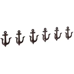 Loberon Lot de 6 patères Ancre, marron vieilli (4.5 x 9.5 x 11.5cm)Vendu parloberon