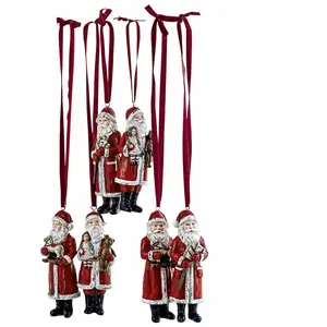 LOBERON Lot de 6 Pères Noël Corvin, rouge (3 x 4 x 11cm) pas cher