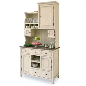 LOBERON Buffet Peteersham, blanc vieilli (50 x 100 x 210cm) pas cher