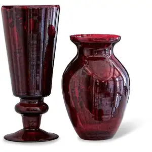 LOBERON Lot de 2 vases Darian, rouge (10.5 x 10.5 x 20.5cm) pas cher