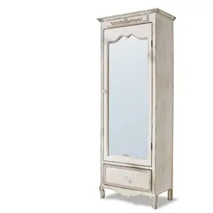 LOBERON Armoire Lucgarier, blanc vieilli (41 x 66 x 180.5cm) pas cher
