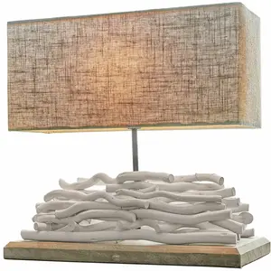 LOBERON Lampe à poser Caribou, lin/blanc (15 x 40 x 39cm) pas cher