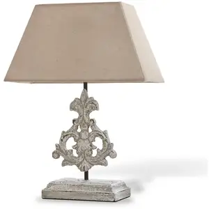 LOBERON Lampe à poser Poème, lin/blanc vieilli (15 x 35 x 46cm) pas cher