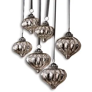 Loberon Lot de 6 décorations de Noël Lauranne, argenté vieilli (13 x 23 x 36cm)Vendu parloberon