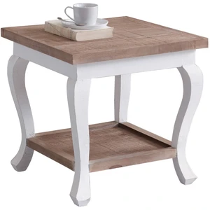 LOBERON Table basse Riverside, marron/blanc vieilli (50 x 50 x 50cm) pas cher
