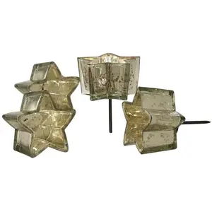 LOBERON Lot de 4 photophores à piquer Bernice, argenté (11cm) pas cher