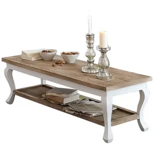 LOBERON Table basse Riverside, marron/blanc vieilli (45 x 130 x 42cm) pas cher