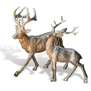 LOBERON Lot de 2 cerfs Rudy & Son, argenté (15 x 30 x 21cm)