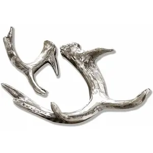 Loberon Lot de 2 bois de cerf décoratifs Tiana, argenté (12 x 15cm)Vendu parloberon