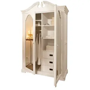 LOBERON Armoire Somerset, blanc vieilli (58 x 120 x 200cm) pas cher