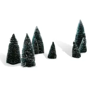 Loberon Lot de 8 sapins de décoration Peyton, vert foncé (13cm)Vendu parloberon