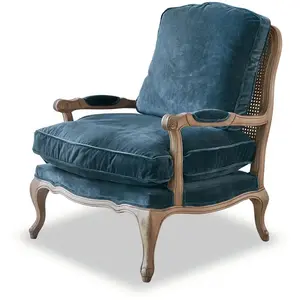 LOBERON Fauteuil Corlay, bleu/marron (76 x 83 x 96cm)