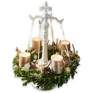 Loberon Support pour couronne Antwan, blanc vieilli (53cm)