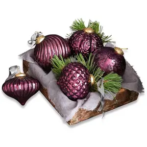 Comparateur de prix : LOBERON Lot de 5 suspensions de Noël Sambre, violet vieilli (10cm)