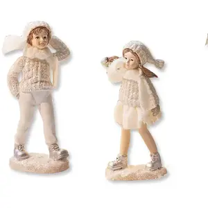 LOBERON Lot de 2 figurines Gers, crème (3.5 x 6 x 12cm)