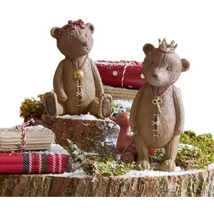 LOBERON Lot de 2 oursons décoratifs Bonnal, marron vieilli (7 x 8 x 13cm)Vendu parloberon