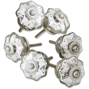 LOBERON Lot de 6 boutons de commode Clairefontaine, argenté vieilli (7cm) pas cher