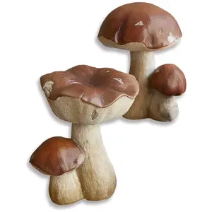 Comparateur de prix : LOBERON Lot de 2 champignons décoratifs Beenie, marron (11.5 x 13.5 x 15cm)