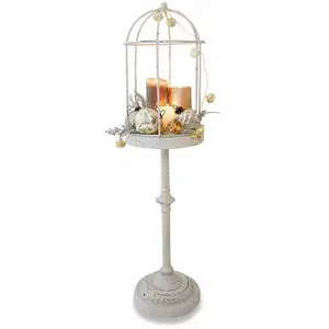 LOBERON Cage à oiseau Meera, blanc vieilli (89cm) pas cher
